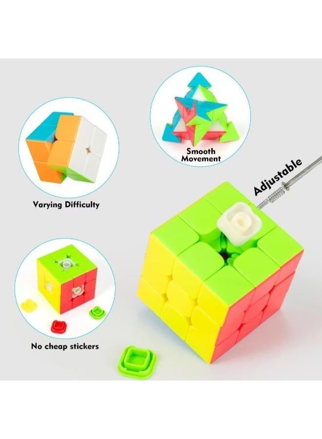 EasyLife 3 Pieces Speed Cube Set Stickerless Magic Cube Set of 2x2x2 3x3x3 Pyramid Frosted Puzzle Cube - Image 2