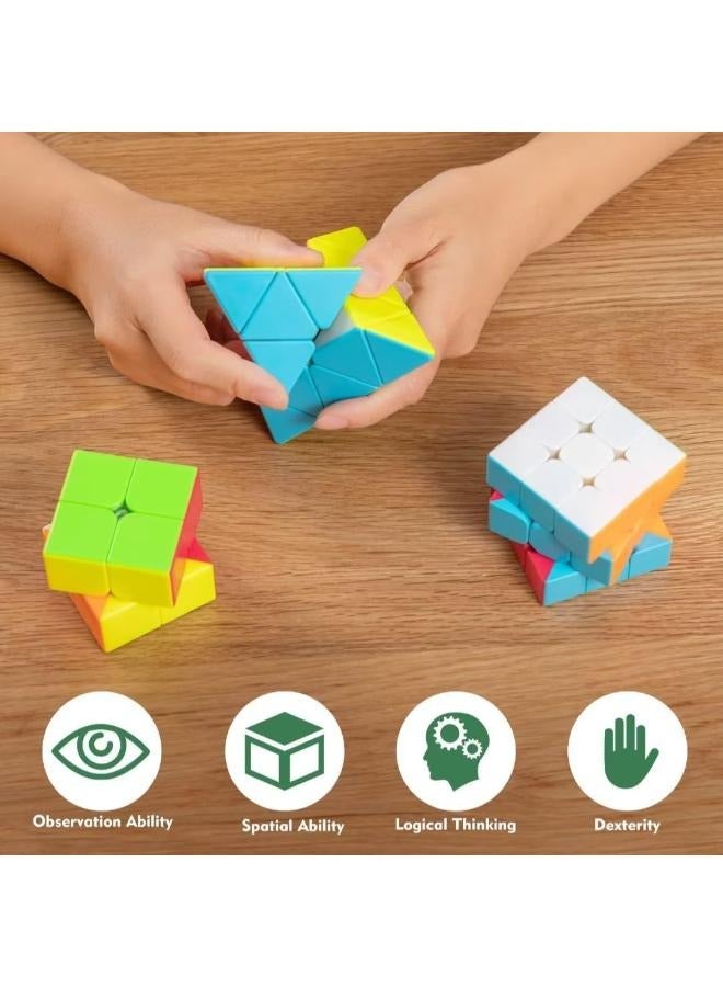 EasyLife 3 Pieces Speed Cube Set Stickerless Magic Cube Set of 2x2x2 3x3x3 Pyramid Frosted Puzzle Cube - Image 3