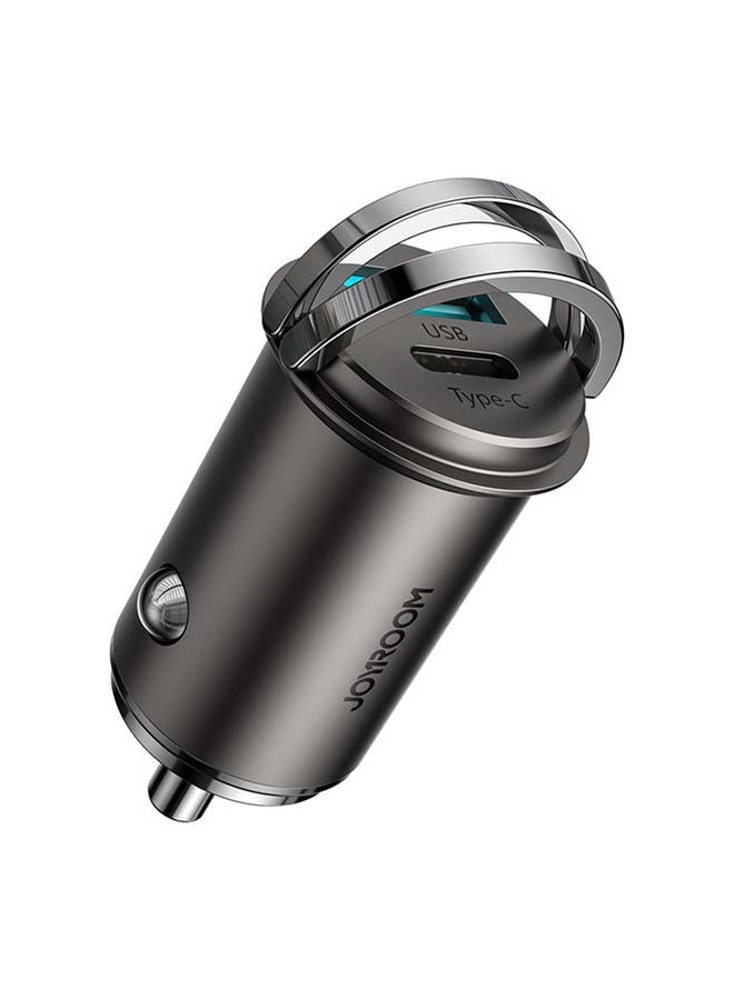 NIBEMINENT Joyroom Combo 45W Fast Dual Port Type-C & USB Car Charger With Type C To Lightning PD Charging Cable Black - Image 2