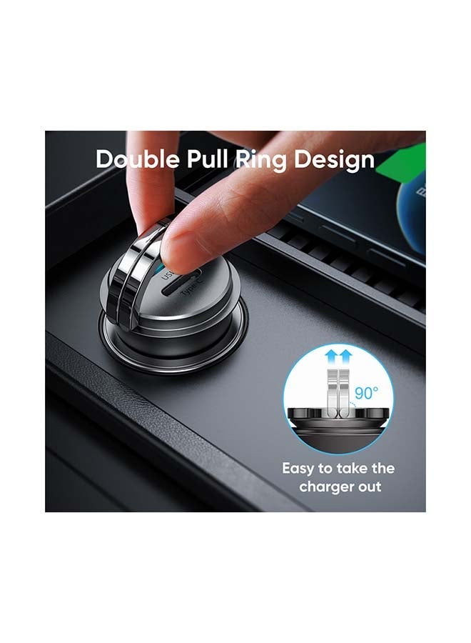 NIBEMINENT Joyroom Combo 45W Fast Dual Port Type-C & USB Car Charger With Type C To Lightning PD Charging Cable Black - Image 5