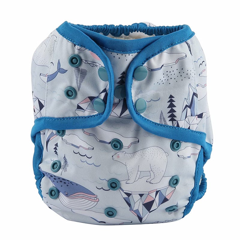 Hibaby One Size Cloth Diaper Cover Snap With Double Gusset (Bear Ice), One Fit All - Image 1