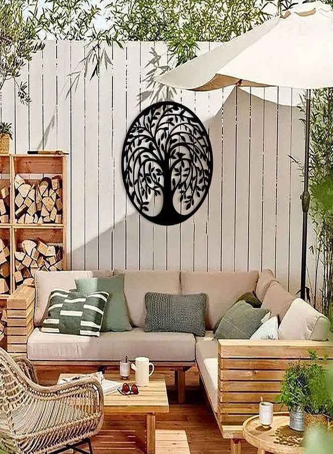 Remenna Metal Wall Art-Tree of Life Wall Decor 23inch Family Tree Metal Wall Hanging Bedroom Living Room Decor Outdoor Decoration (black) - Image 4