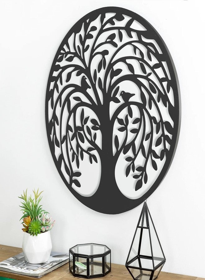 Remenna Metal Wall Art-Tree of Life Wall Decor 23inch Family Tree Metal Wall Hanging Bedroom Living Room Decor Outdoor Decoration (black) - Image 1