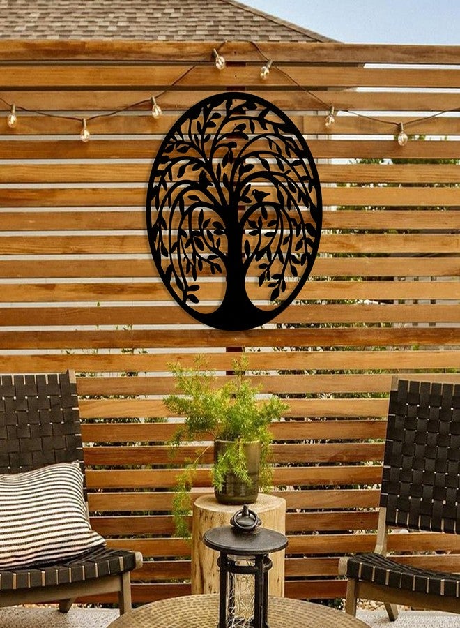 Remenna Metal Wall Art-Tree of Life Wall Decor 23inch Family Tree Metal Wall Hanging Bedroom Living Room Decor Outdoor Decoration (black) - Image 3