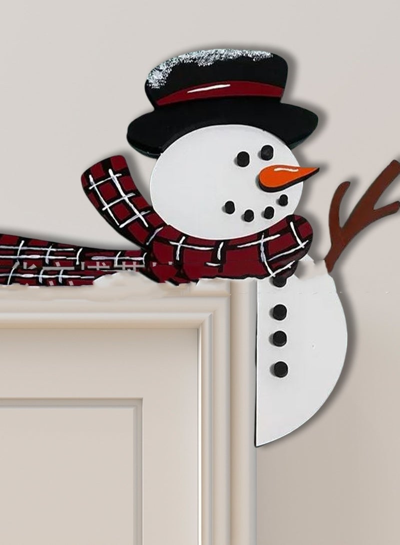 Santa Claus Door Corner Decoration Pendant Reindeer Door Hanging Wooden Ornaments Door Frame Reindeer Wooden Ornaments(Left) 