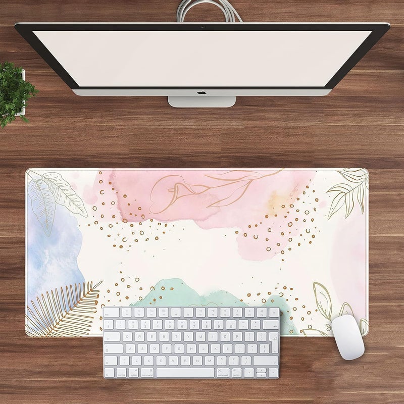 KASTWAVE Boho Pastel Mouse Pad, XXL Extended Desk Mat, Non-Slip Rubber Base, Keyboard and Wireless Mouse Protector for Gaming and Office Use, Abstract Painting Design (Soft Colors, 80x40 cm) - Image 5