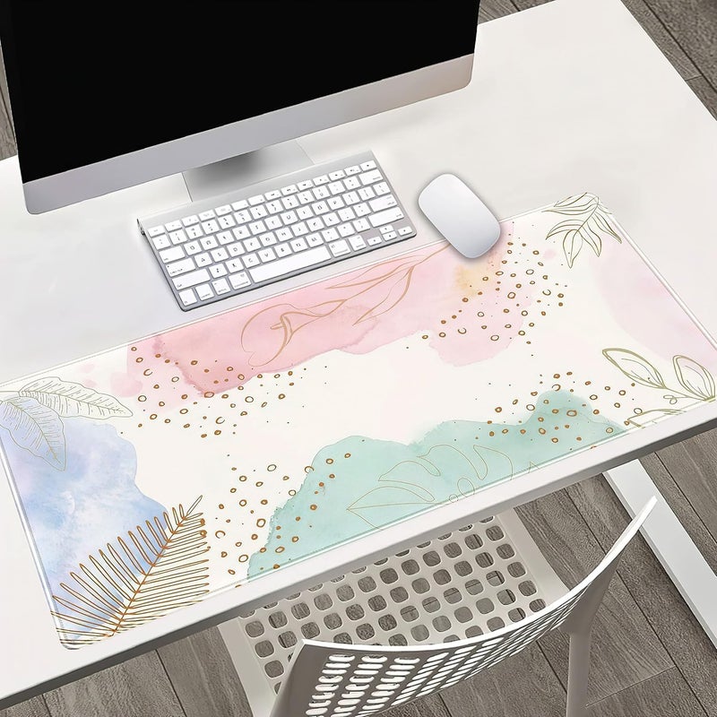 KASTWAVE Boho Pastel Mouse Pad, XXL Extended Desk Mat, Non-Slip Rubber Base, Keyboard and Wireless Mouse Protector for Gaming and Office Use, Abstract Painting Design (Soft Colors, 80x40 cm) - Image 4