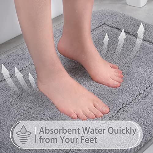 LOCHAS Bathroom Rug Set Light Grey, Soft Bath Rug Set 2 Piece, Toilet Mat U-Shaped 20x20 and 34x20 Bath Rugs, Quickly Dry Mats for Bathroom, Tub, Washable, Super Absorbent Floor Mat - Image 3
