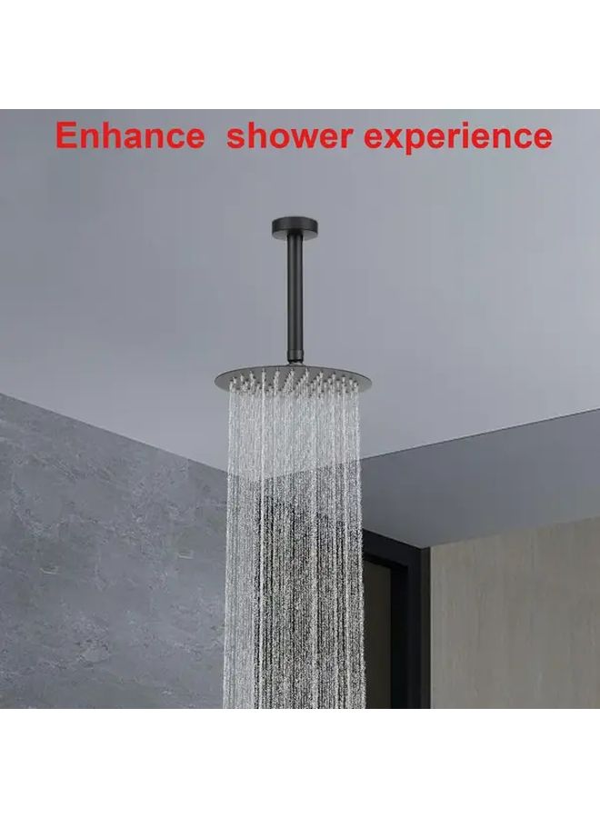 12 Inch Round Chrome Ceiling Mounted Shower Arm Heavy Duty 304 Stainless Steel Adjustable Extension - Image 2