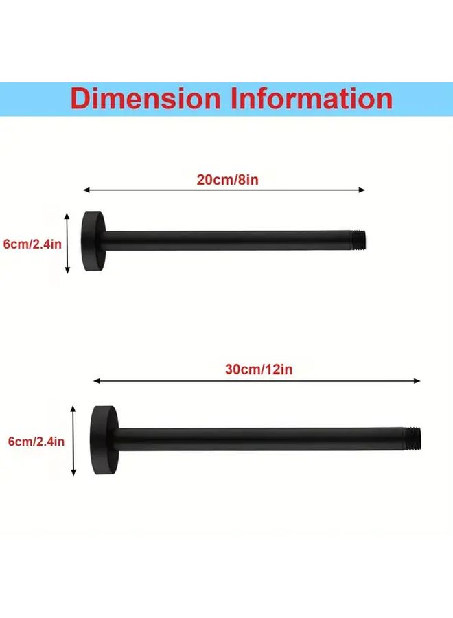 12 Inch Round Chrome Ceiling Mounted Shower Arm Heavy Duty 304 Stainless Steel Adjustable Extension - Image 3