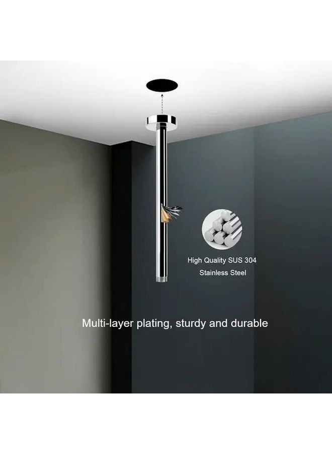12 Inch Round Chrome Ceiling Mounted Shower Arm Heavy Duty 304 Stainless Steel Adjustable Extension - Image 4