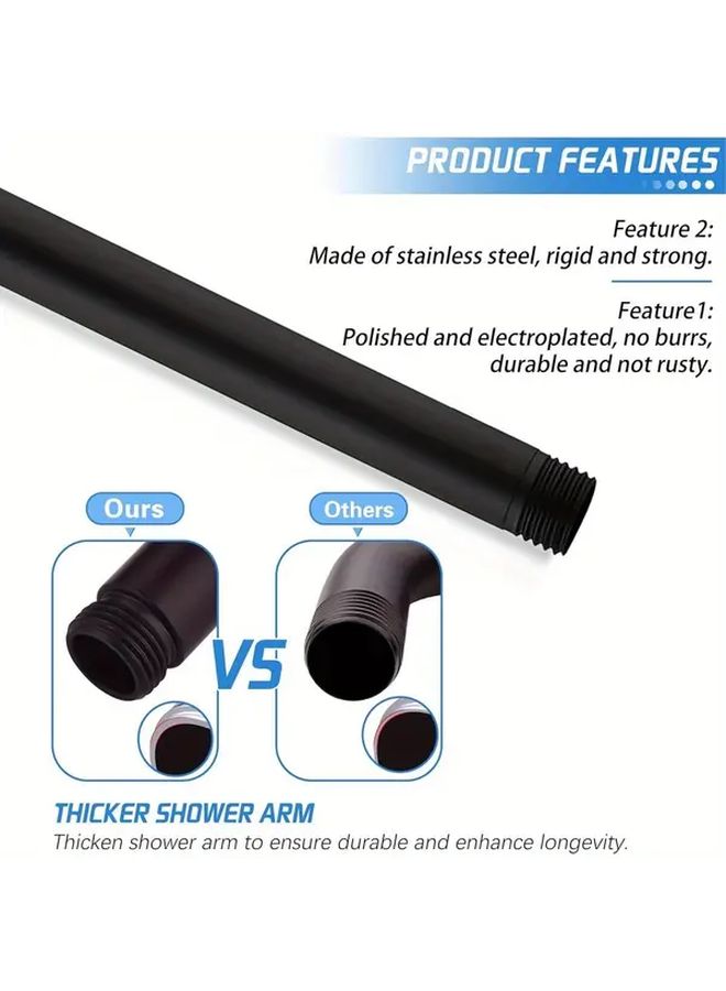 12 Inch Round Chrome Ceiling Mounted Shower Arm Heavy Duty 304 Stainless Steel Adjustable Extension - Image 5