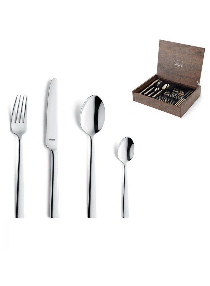 Amefa Moderno mirror - 24 pieces set in wooden canteen - Image 1