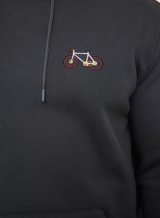 trendyol Plus Size Anthracite Regular/Normal Cut Hooded Fleece Sweatshirt - Image 4