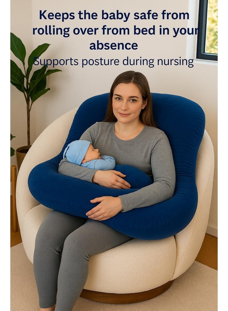 وسادة الحمل، وسادة أمومة كاملة للجسم للنساء الحوامل، دعم للنوم للظهر والوركين والساقين والبطن، تسكين الألم، وسادة تقويمية مريحة - Image 4