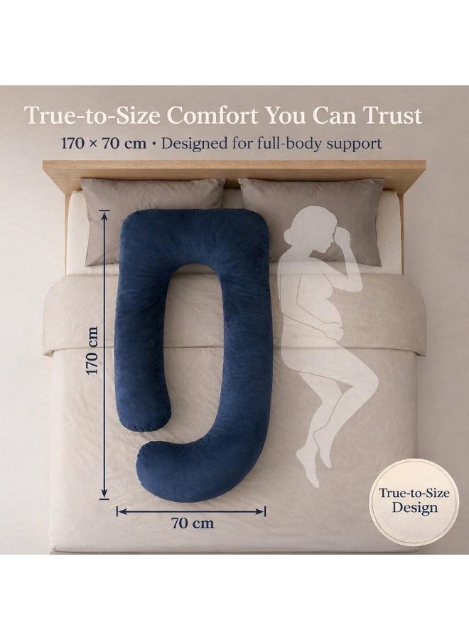 Pregnancy Pillow Hybrid U & J Shape Full Body Pillow – Maternity Body Support Pillow for Back, Hips, Legs & Belly – Soft & Comfortable for Sleeping (Blue) - Image 5