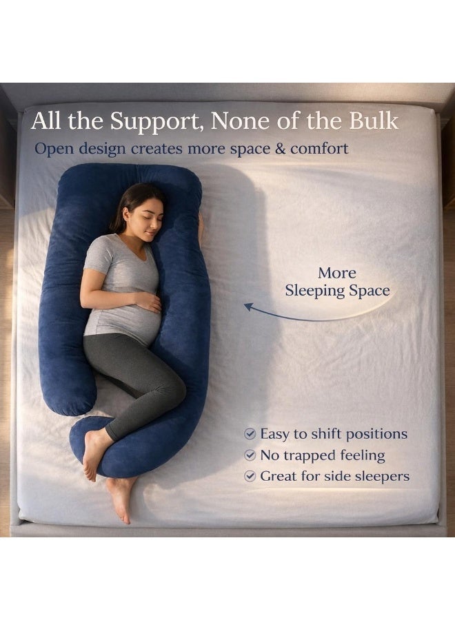 Pregnancy Pillow Hybrid U & J Shape Full Body Pillow – Maternity Body Support Pillow for Back, Hips, Legs & Belly – Soft & Comfortable for Sleeping (Blue) - Image 4