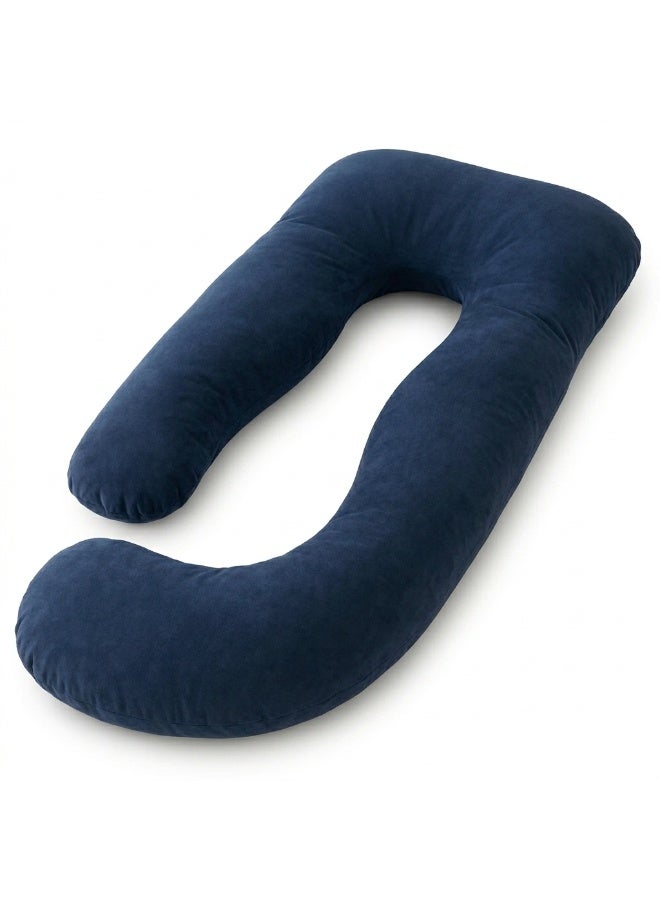 Pregnancy Pillow Hybrid U & J Shape Full Body Pillow – Maternity Body Support Pillow for Back, Hips, Legs & Belly – Soft & Comfortable for Sleeping (Blue) - Image 1
