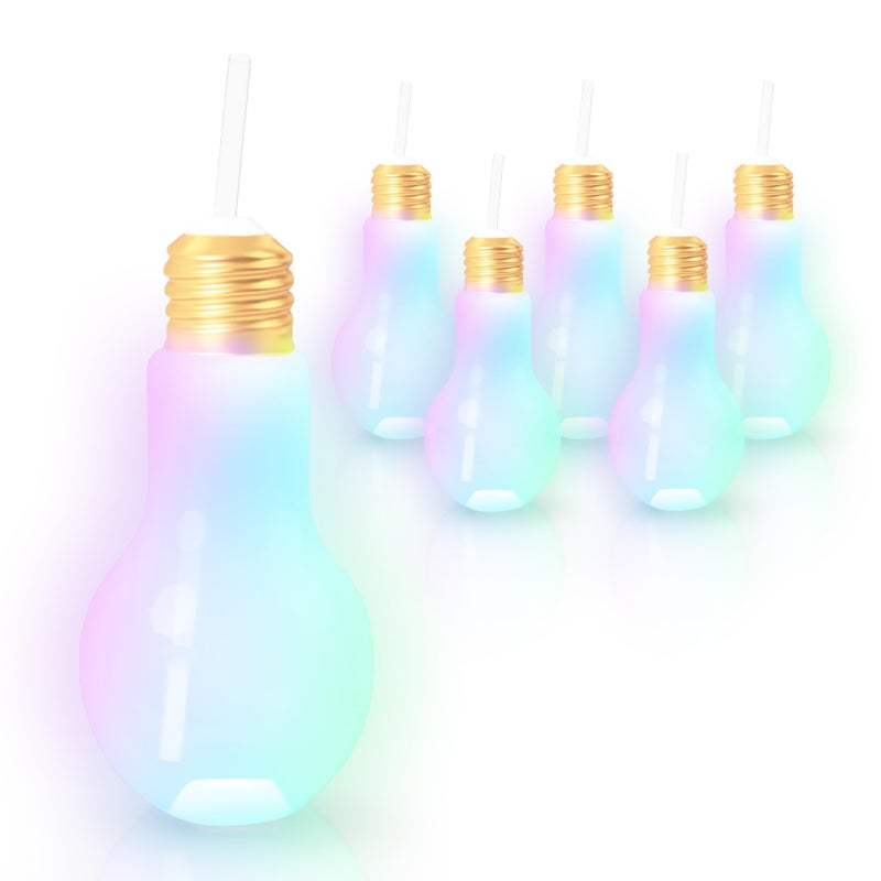 Windy City Novelties Windy City Novelties  6 pack  LED Light Up White Light Bulb Cup with Straw 