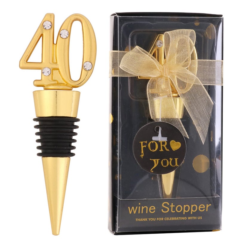 VIDACONTIGO 24 Pack 40th Birthday Favors For Guests 40 Years Old Wine Bottle Stopper With Gift Box For 40th Wedding Gift Party Favor Decoration 