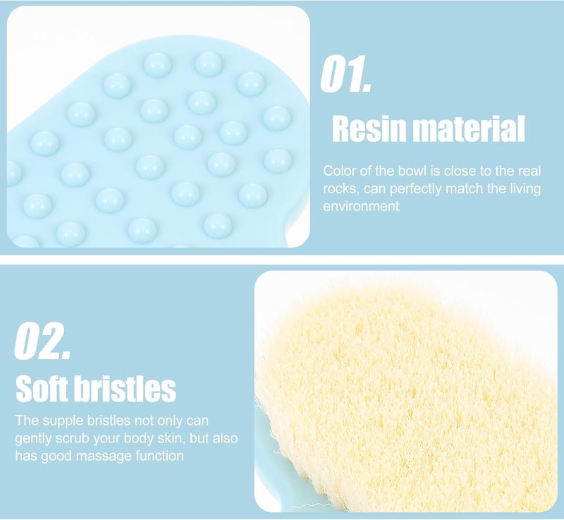 FAVOMOTO Bath Body Brush with Long Handle, Soft Bristle Exfoliating Back Scrubber for Shower, Household Skin Massage Tool in Lake Blue for Men and Women - Image 2