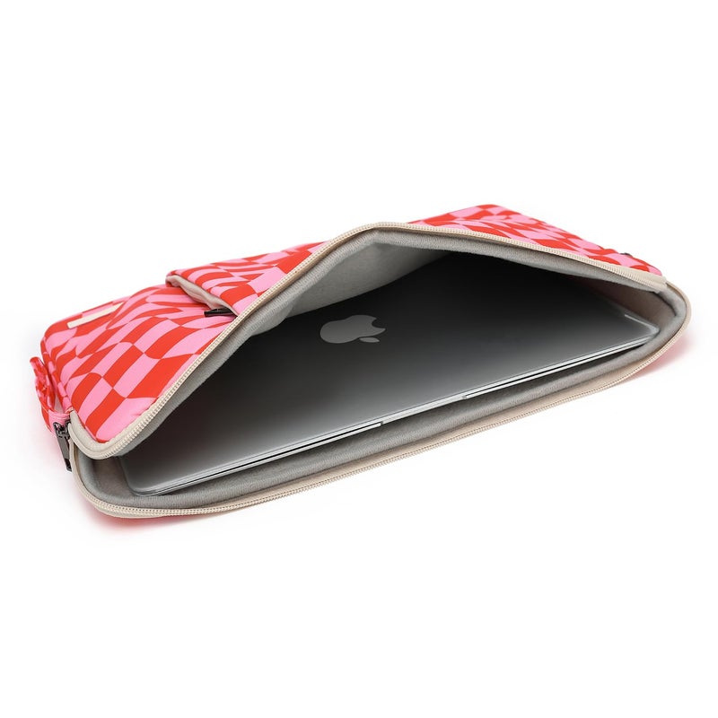 EZrelia Laptop Sleeve 13.3 inch14 Inch, 15.6inchWater Resistant Traveling Computer Cover with Handle, Shockproof Protective Carrying Laptop Case (Y8-Pink Checker, 14 inch) - Image 5