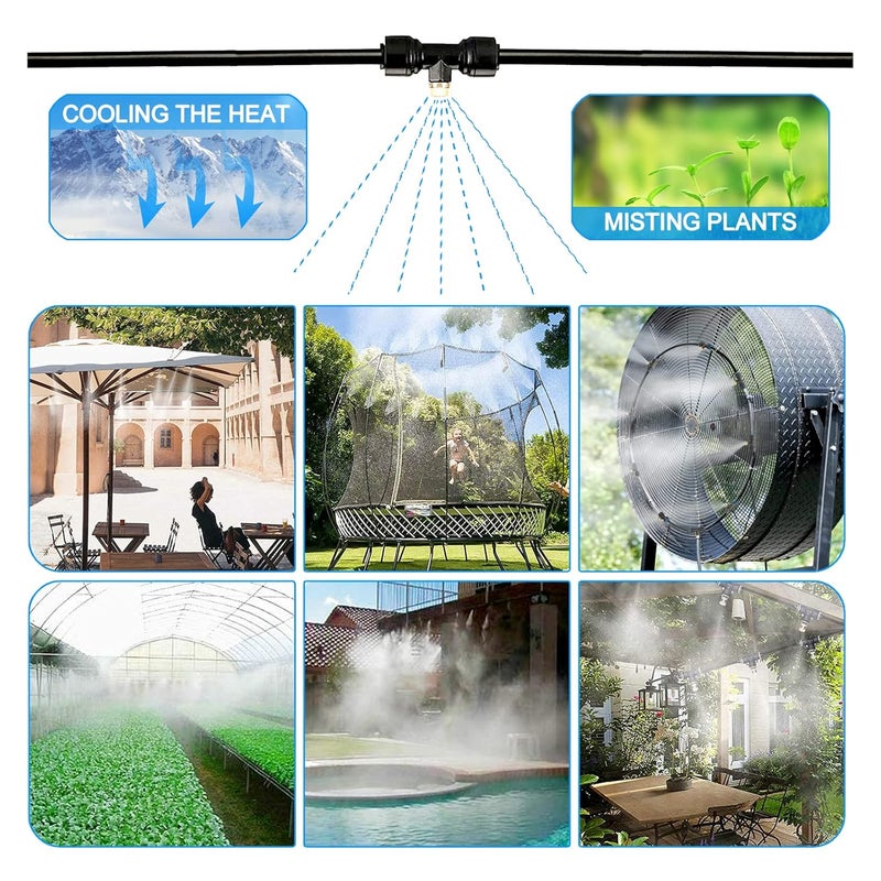 Misigo Misting Systems, Misters for Outside Patio, 100FT Misting Cooling System+30 Brass Mister System+2 PE Antioxidant Adapters 3/4"+2 Tee Adapters+2 90 Degree Elbows for Pasture, Garden, Greenhouse, Gazebo - Image 3
