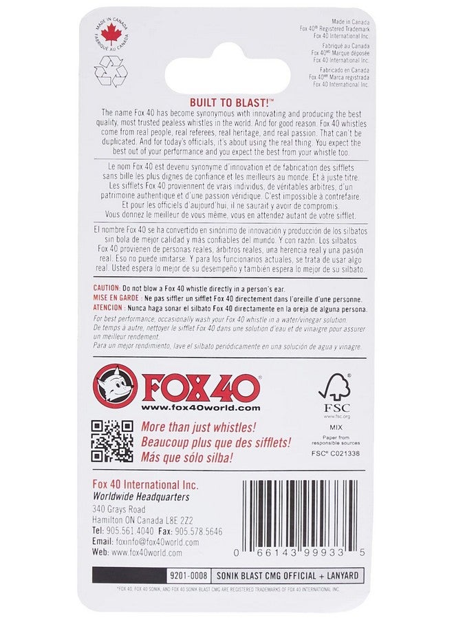 فوكس 40 صافرة فوكس 40 سونيك بلاست CMG الرسمية مع حبل انفصال (أسود) - Image 2