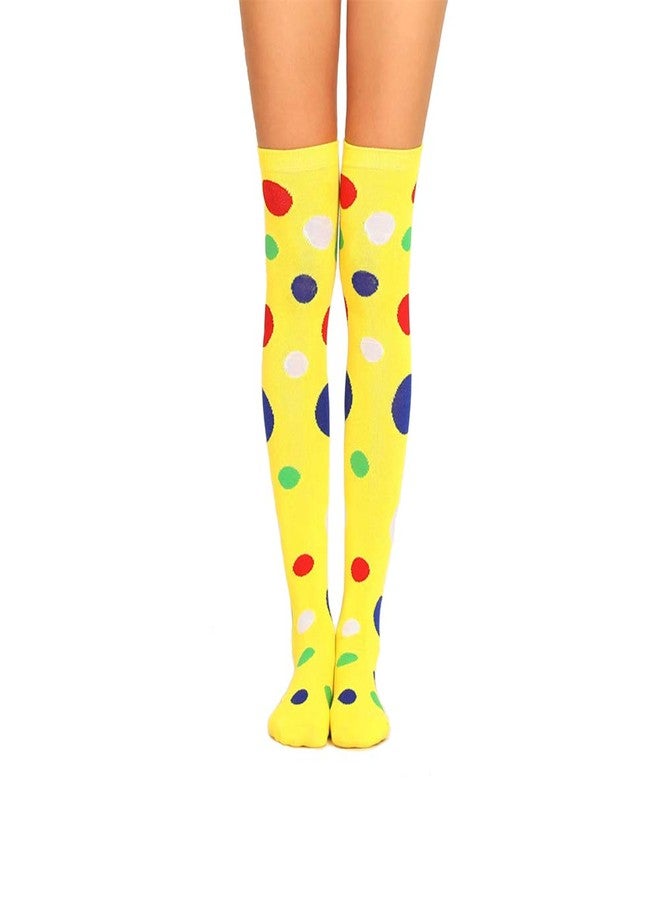 Finrray Clown Socks Long Knee High Socks Colorful Vibrant Dot Rainbow Socks with Clown Headband for Girls Women Halloween Carnival Circus Stage Costume - Image 3