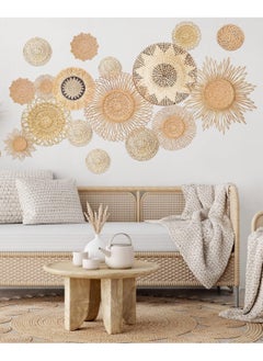 18Pcs Boho Basket Wall Decals Round Wall Sticker Modern Boho Wall Decor Peel and Stick Wall Decor Sticker Removable Boho Wall Stickers Rustic Wall Art for Bedroom Office, Stickers Only (Stylish Style) - pzsku/Z4CB623398AD8A7577B83Z/45/_/1729250962/d451ddf6-a838-4101-8f46-8d7ec82026d7