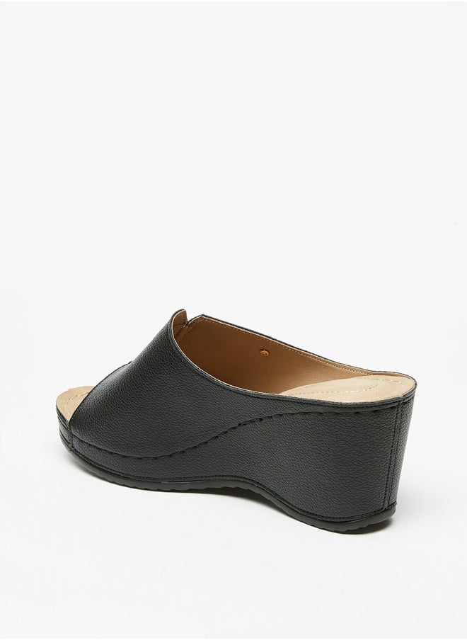 Flora Bella By Shoexpress - Women's Peep Toe Slip-On Sandals With Wedge Heels - Image 1