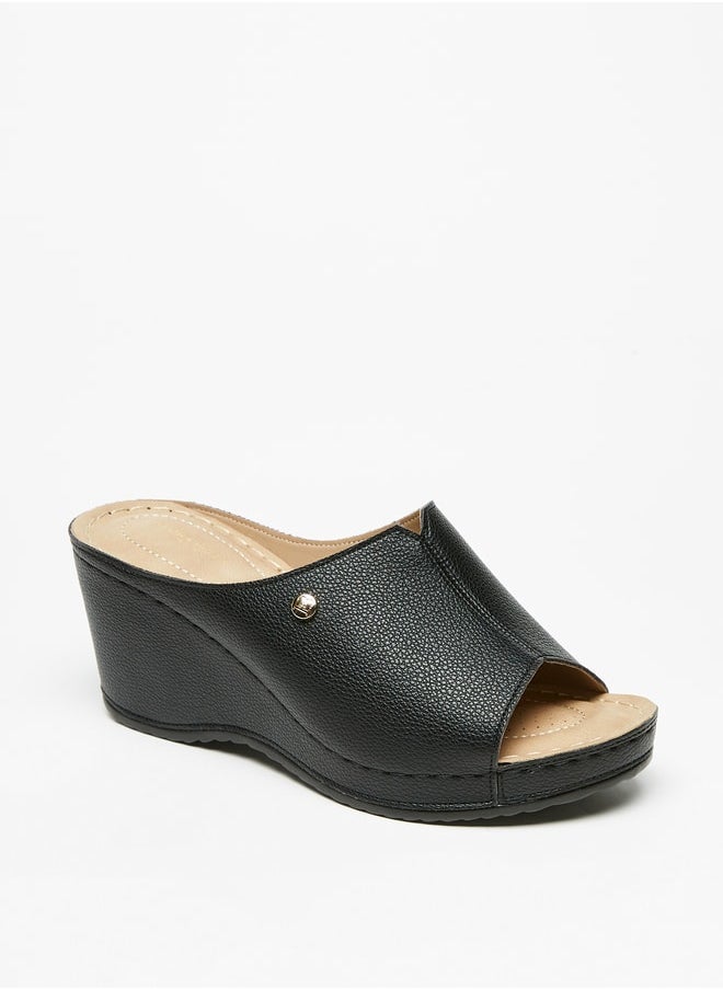 Flora Bella By Shoexpress - Women's Peep Toe Slip-On Sandals With Wedge Heels - Image 1