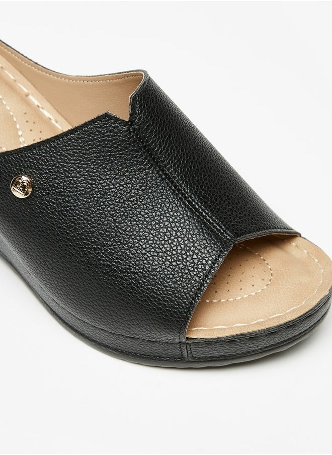 Flora Bella By Shoexpress - Women's Peep Toe Slip-On Sandals With Wedge Heels - Image 1