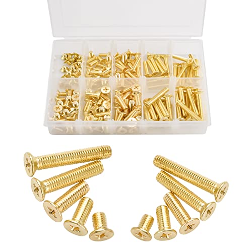 INCREWAY Machine Screws, 160 Pcs M4 M5 10 Sizes Brass Flat-Head Bolts Phillips Drive Machine Screws Assortment Kit - Image 1