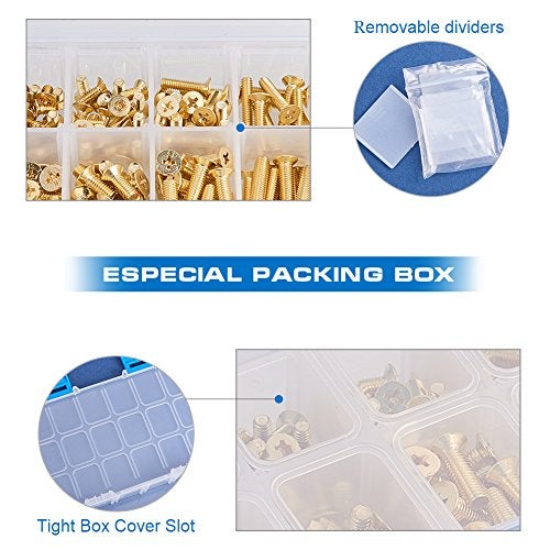 INCREWAY Machine Screws, 160 Pcs M4 M5 10 Sizes Brass Flat-Head Bolts Phillips Drive Machine Screws Assortment Kit - Image 4