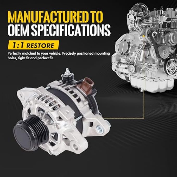 KUSATEC 27060-0T240 New Alternator Fit for Toyota Corolla 2014 2015 2016 2017 2018 2019 L4 1.8L; 12V 120A Replacement OE# 11776 104211-3300 - Image 4