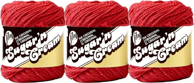 Lily SugarN Cream Yarn  SolidsRed 3 Pack