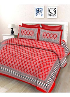 Lali prints Cotton Trendy Print Jaipuri Double Bedsheet with 2 Pillow Covers