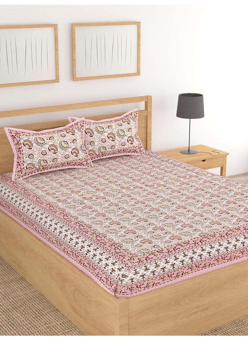 Lali prints Lali prints Cotton Trendy Print Jaipuri Double Bedsheet with 2 Pillow Covers  - Image 2