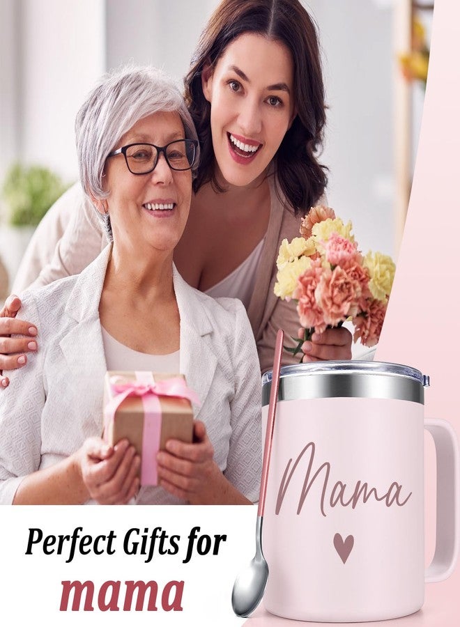 Lifecapido Mothers Day Gifts for Mom, Mama Insulated Coffee Mug with Spoon 14 oz, Mom Birthday Christmas Retirement Gifts for Mama Mother - Image 4