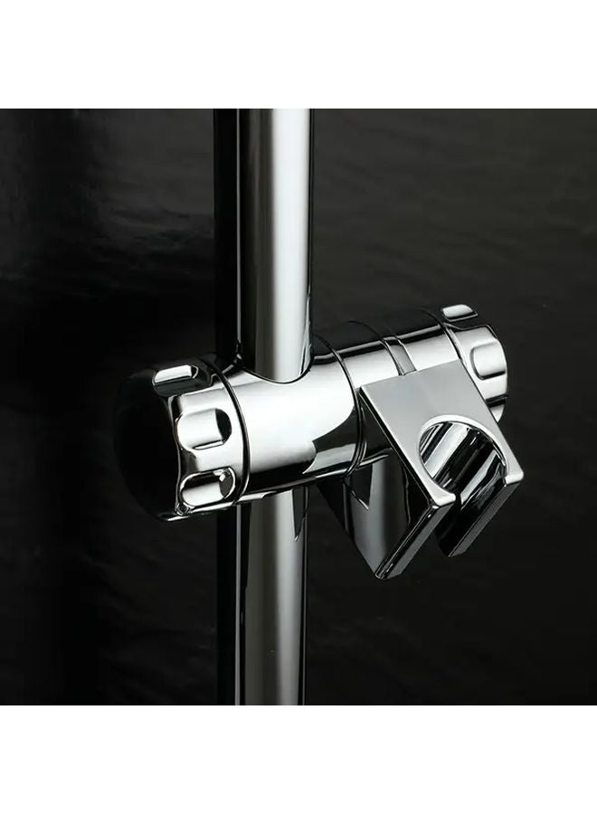 Silvery Adjustable Shower Head Holder Wall Mounted Rotatable Durable Plastic Bathroom Accessory - Image 2