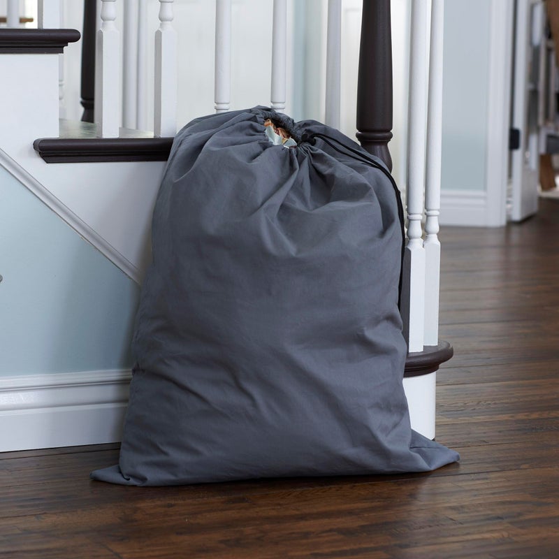 Household Essentials 140-1 Extra Large Natural Cotton Laundry Bag | Heavy Duty Hamper Liner | Grey - Image 2