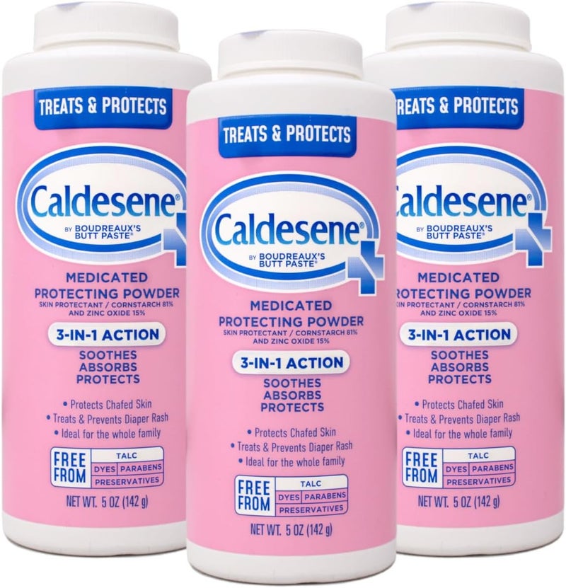 Caldesene Medicated Protecting Powder with Zinc Oxide  CornstarchTalc Free 5 Ounce 3 Pack - Image 1