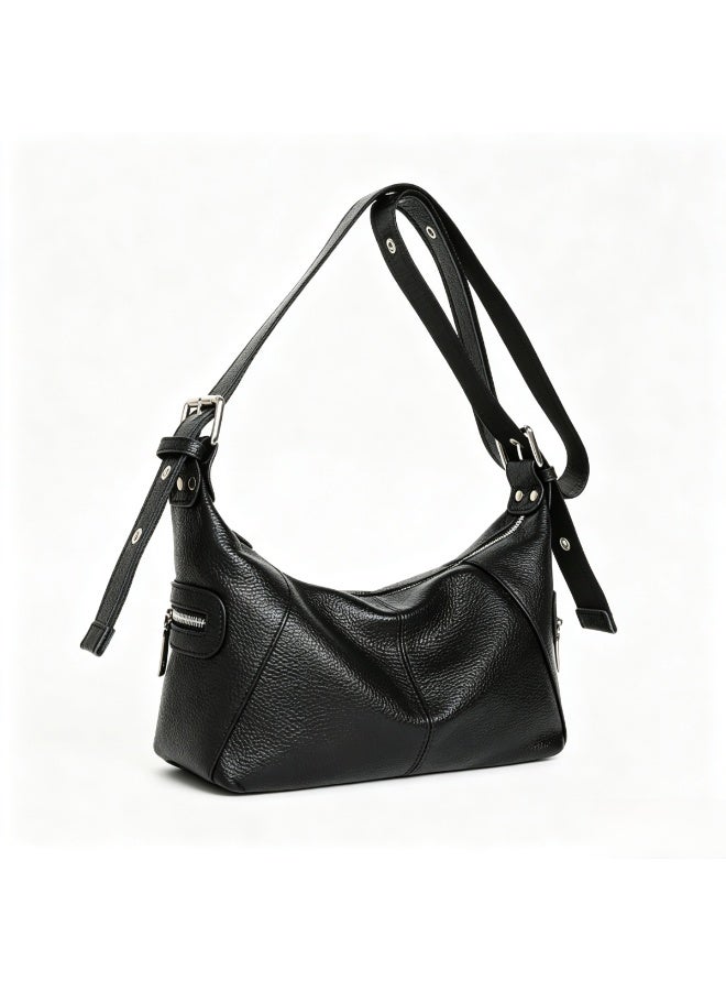 Cloovvie Genuine Leather Hobo Shoulder Bag for Women, Adjustable Wide Strap Crossbody Purse with Multi Pockets, Soft Leather Casual Daily Work Handbag - Image 1