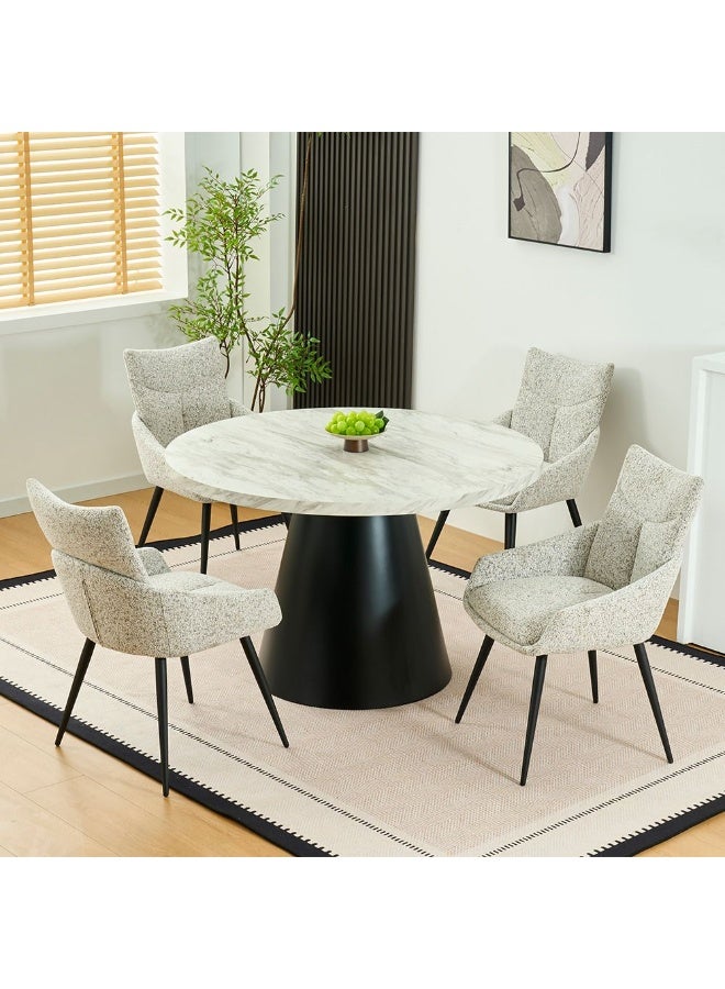 DANUBE HOME Hampton 4 Seater Round Dining table | Sturdy Dining Table Without Chairs | Modern Design Desk Furniture For Kitchen And Dining Room L120xW120xH76cm-White/Matt Black - Image 3