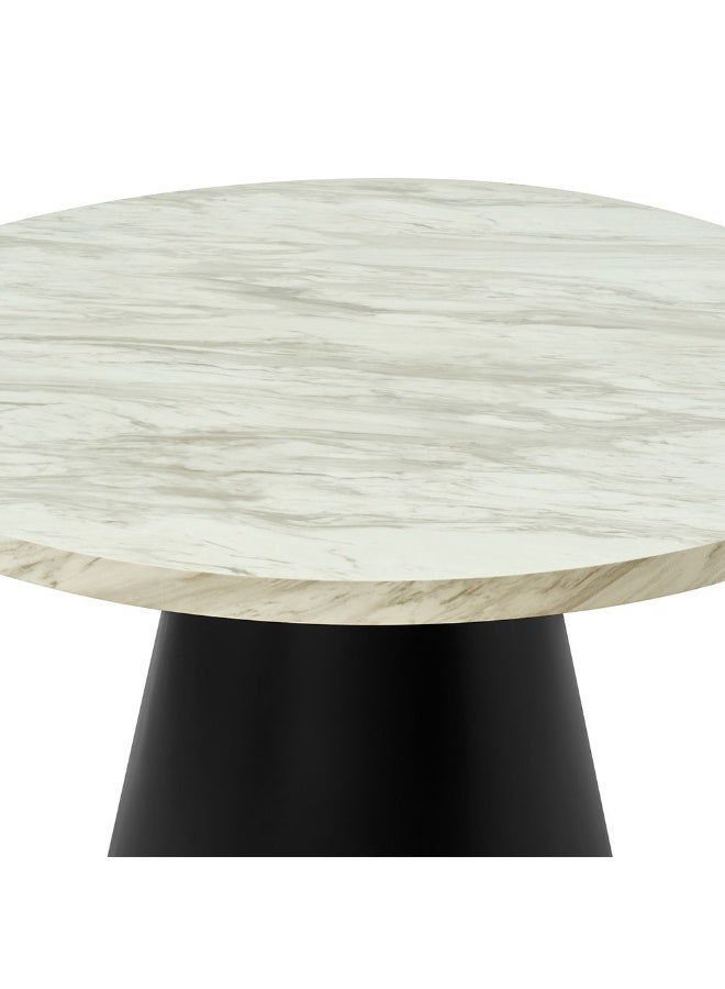 DANUBE HOME Hampton 4 Seater Round Dining table | Sturdy Dining Table Without Chairs | Modern Design Desk Furniture For Kitchen And Dining Room L120xW120xH76cm-White/Matt Black - Image 2