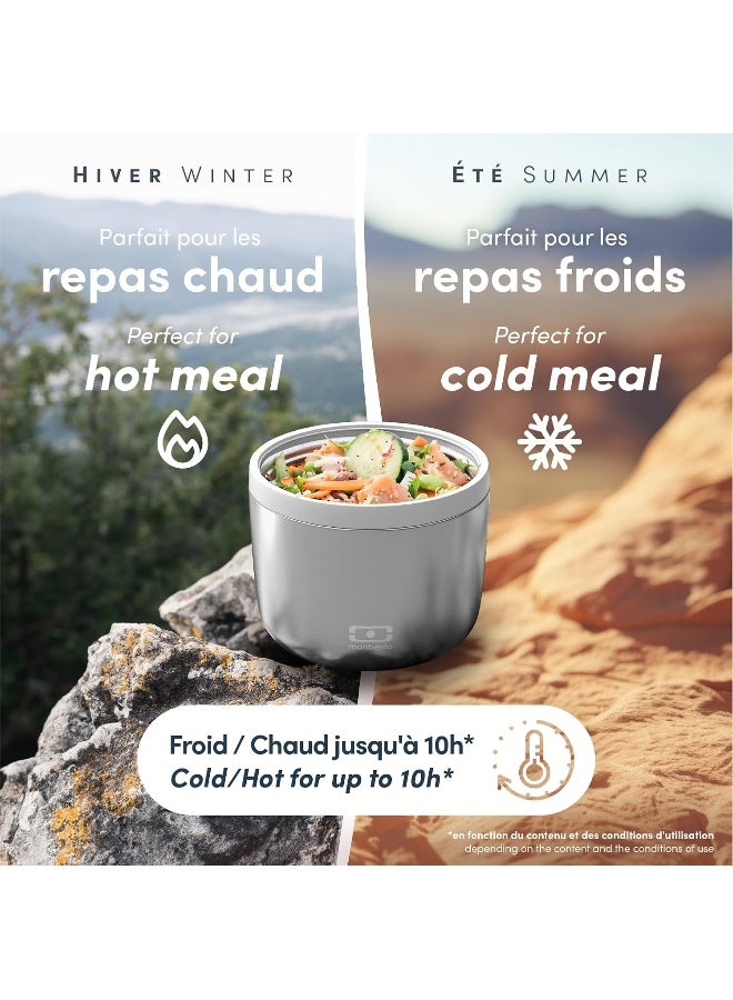 monbento - MB Element Silver Grey Insulated Lunch Box - Leakproof and Insulated Container Keeps Food hot/Cold - BPA Free - Food Grade Safe - Image 2