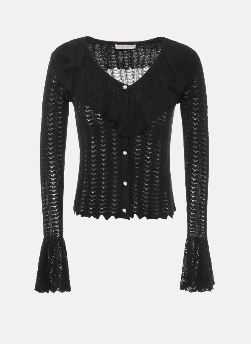 Lichi Openwork cardigan with pearlized buttons