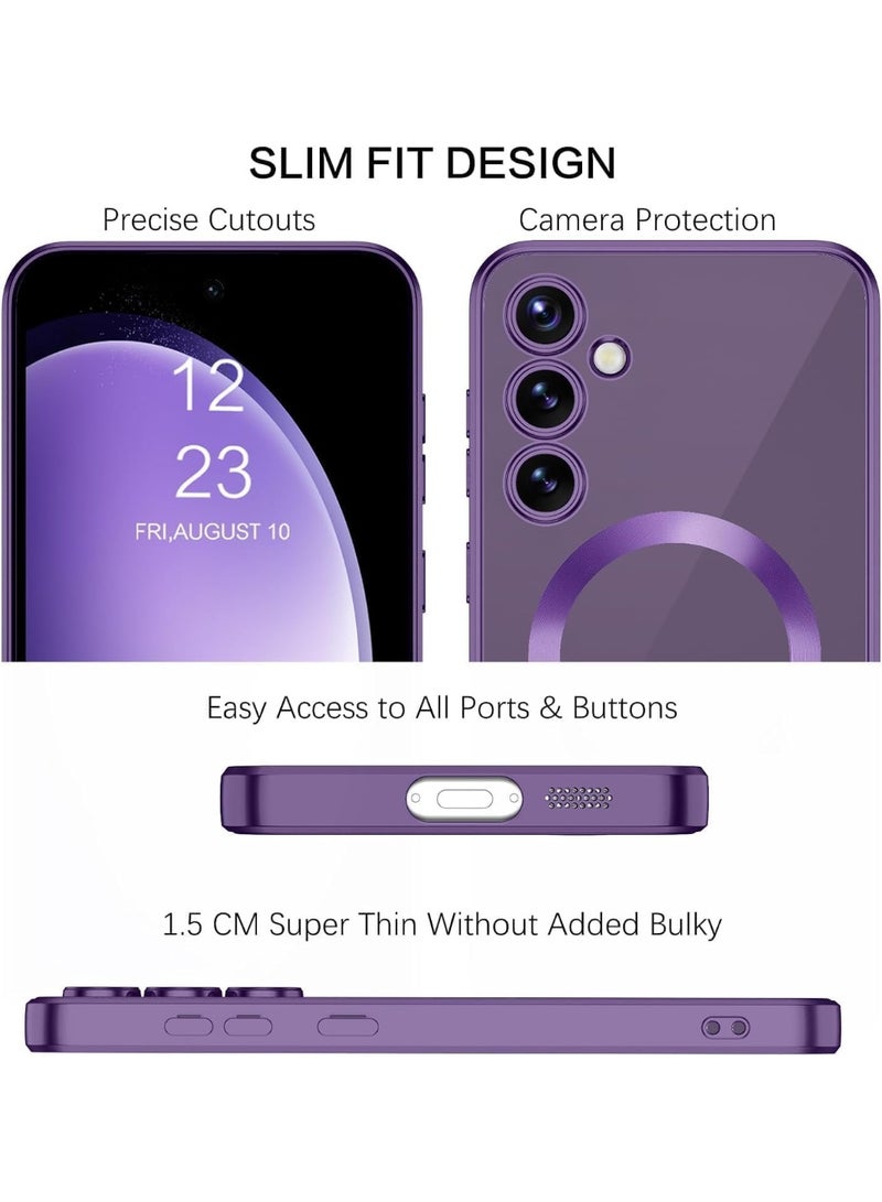 ميجوفاست جراب شفاف مغناطيسي مقاوم للصدمات من مادة TPU الناعمة المطلية بالكهرباء لهاتف Samsung Galaxy A17 / Galaxy A26 مع واقي لعدسة الكاميرا متوافق مع Magsafe لهاتف Galaxy A17 / Galaxy A26 (أرجواني) - Image 3
