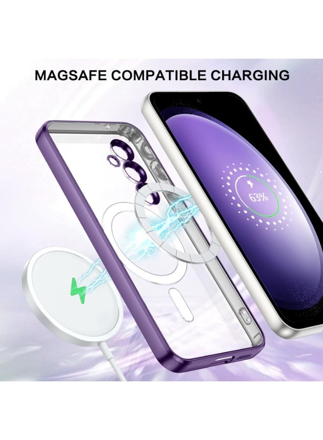 ميجوفاست جراب شفاف مغناطيسي مقاوم للصدمات من مادة TPU الناعمة المطلية بالكهرباء لهاتف Samsung Galaxy A17 / Galaxy A26 مع واقي لعدسة الكاميرا متوافق مع Magsafe لهاتف Galaxy A17 / Galaxy A26 (أرجواني) - Image 2